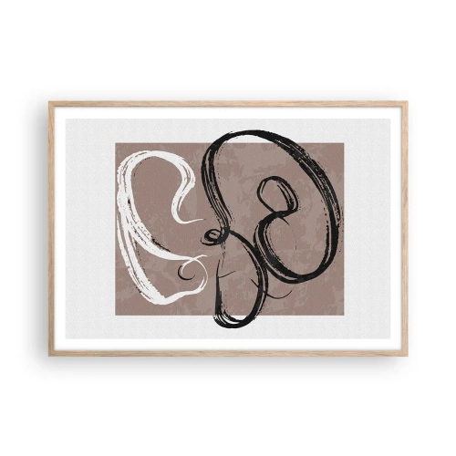 Plakat i ramme af lyst egetræ - Komposition - en søgen efter fuldstændighed - 100x70 cm