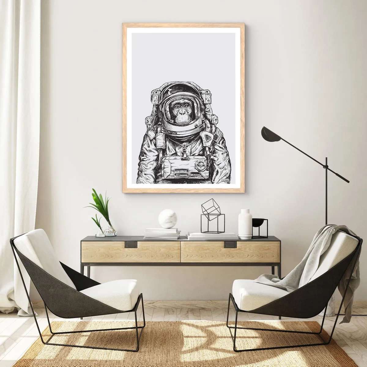 Plakat i ramme af lyst egetræ - Alternativ evolution - 50x70 cm