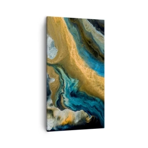 Lærredstryk - Billede på lærred - Blå - gul - gensidig indflydelse - 45x80 cm
