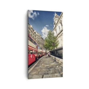 Lærredstryk - Billede på lærred - Gade i London i grå og rødt - 45x80 cm