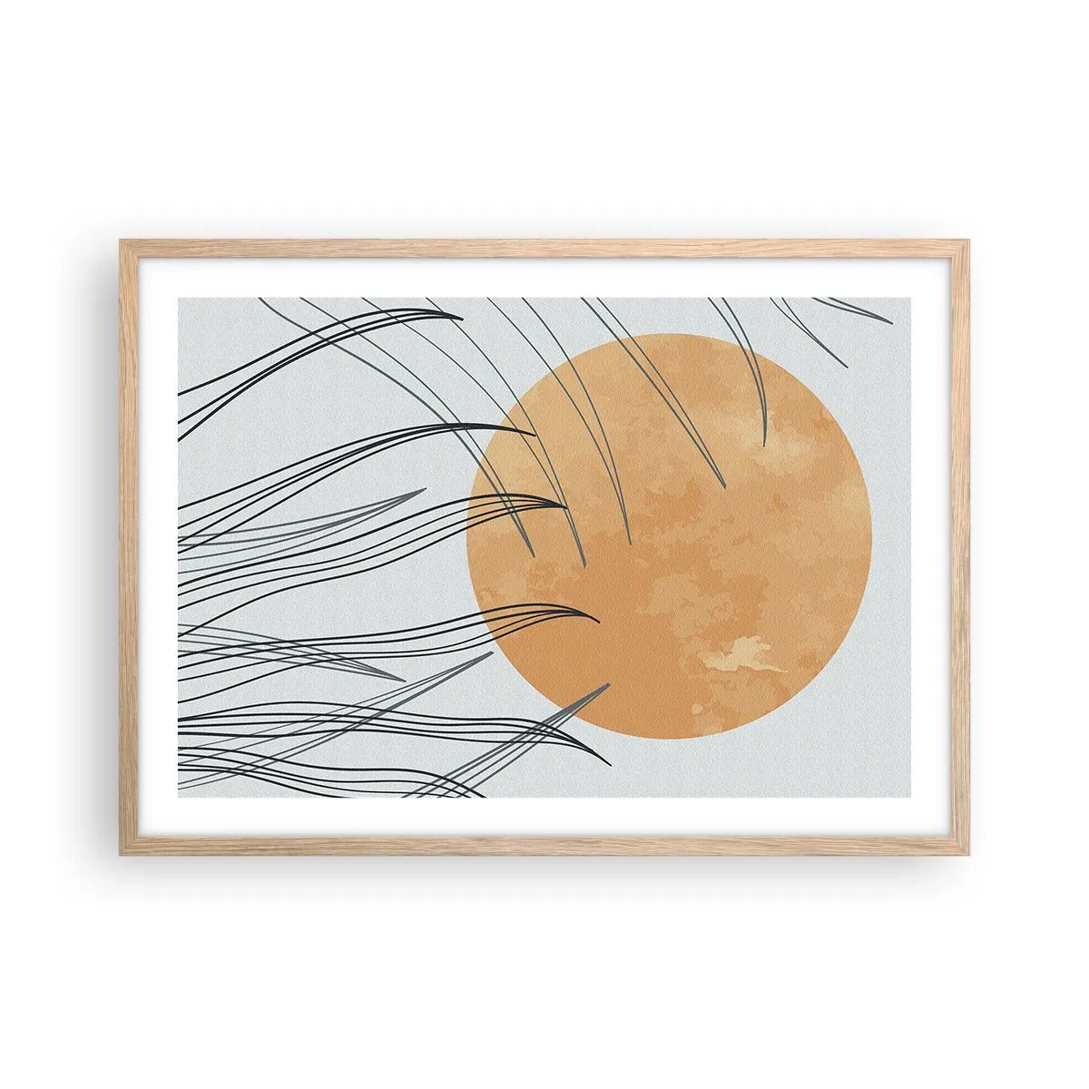 Plakat i ramme af lyst egetræ - Altid mod solen - 70x50 cm