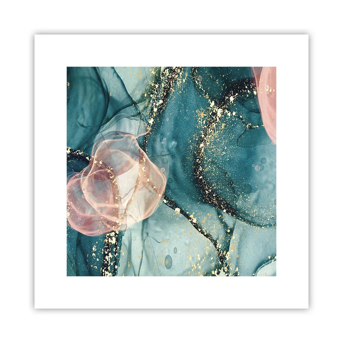 Plakat - Silkeblå, tyl lyserød - 30x30 cm