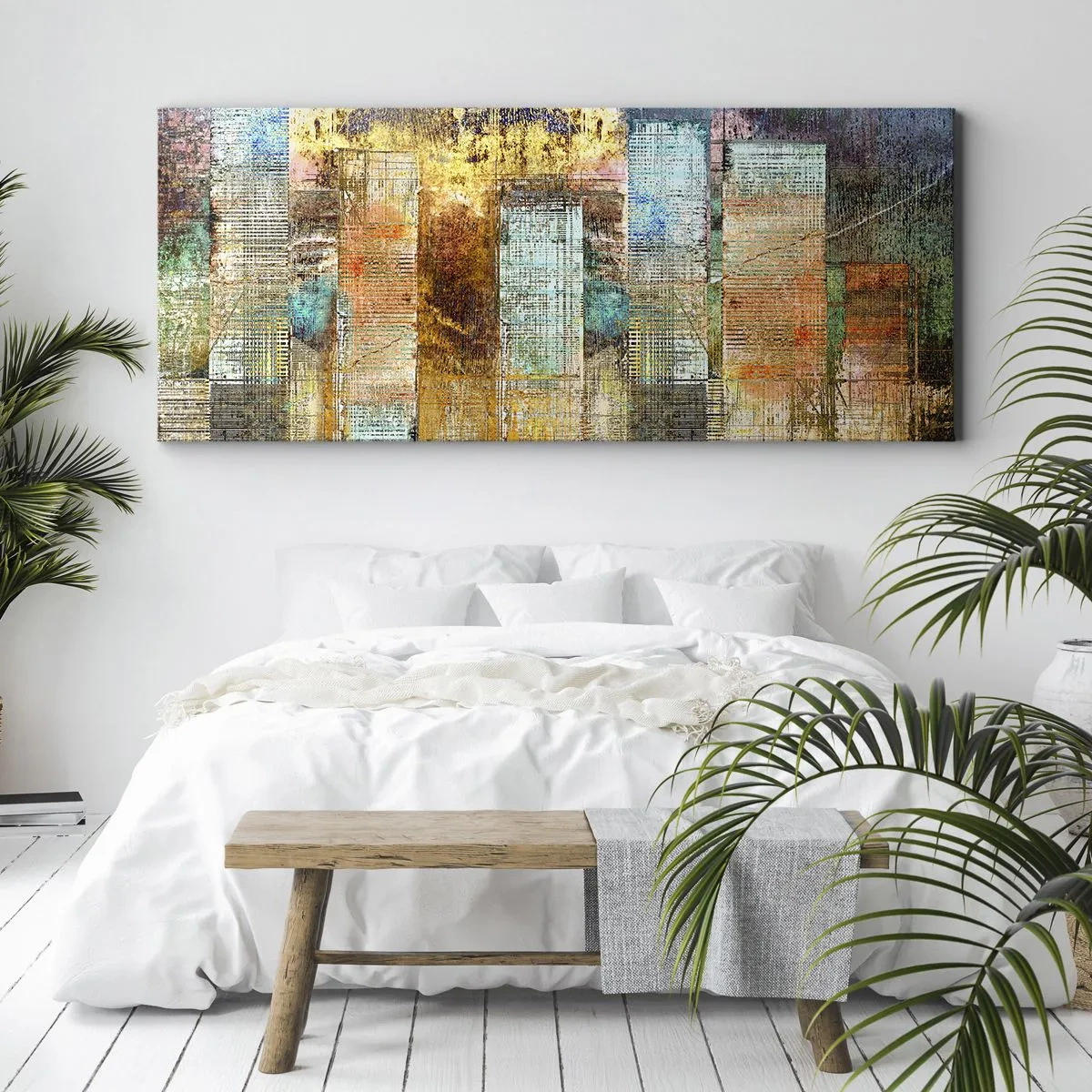 Lærredstryk - Billede på lærred - Solrig metropol - 100x40 cm
