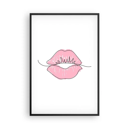 Plakat i sort ramme - Klar til at kysse? - 61x91 cm