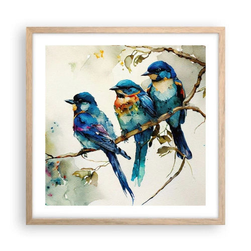 Plakat i ramme af lyst egetræ - Er han fornærmet? - 50x50 cm