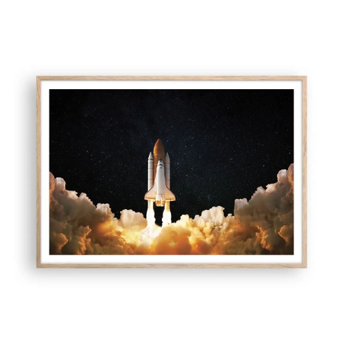 Plakat i ramme af lyst egetræ - Ad astra! - 100x70 cm