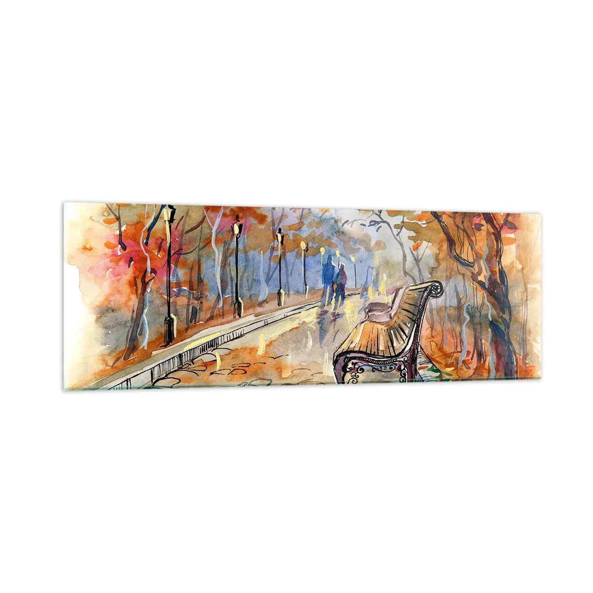 Billede på glas - Gå sammen ind i efteråret - 90x30 cm