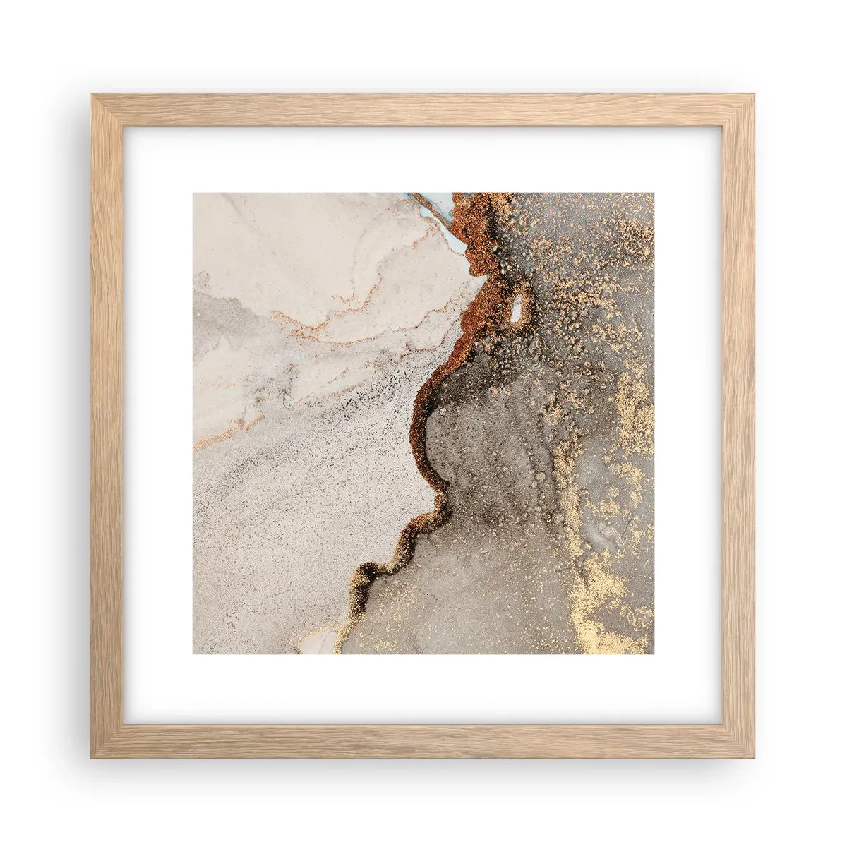 Plakat i ramme af lyst egetræ - På farvegrænsen - 30x30 cm