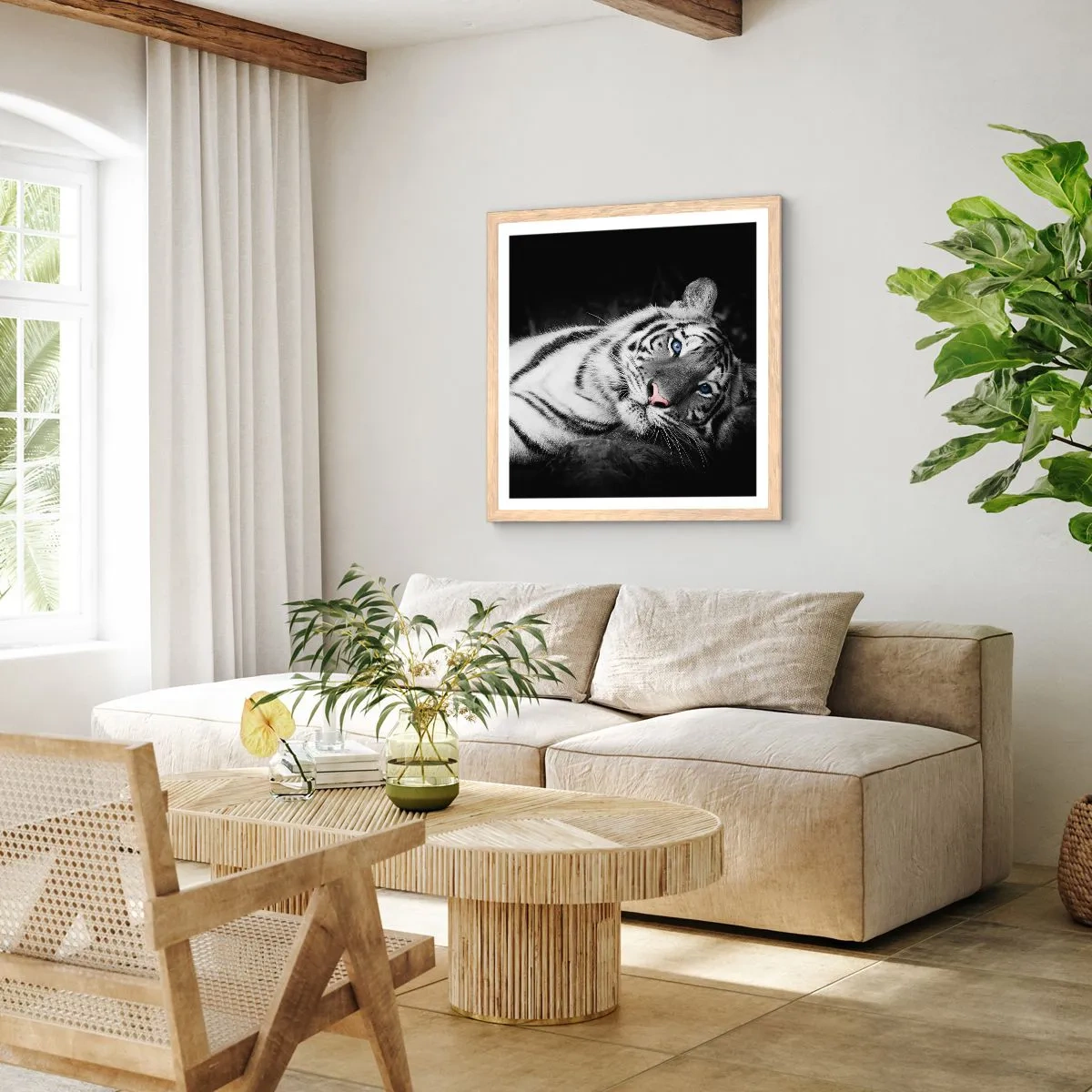 Plakat i ramme af lyst egetræ - Vildskab og fred - 30x30 cm