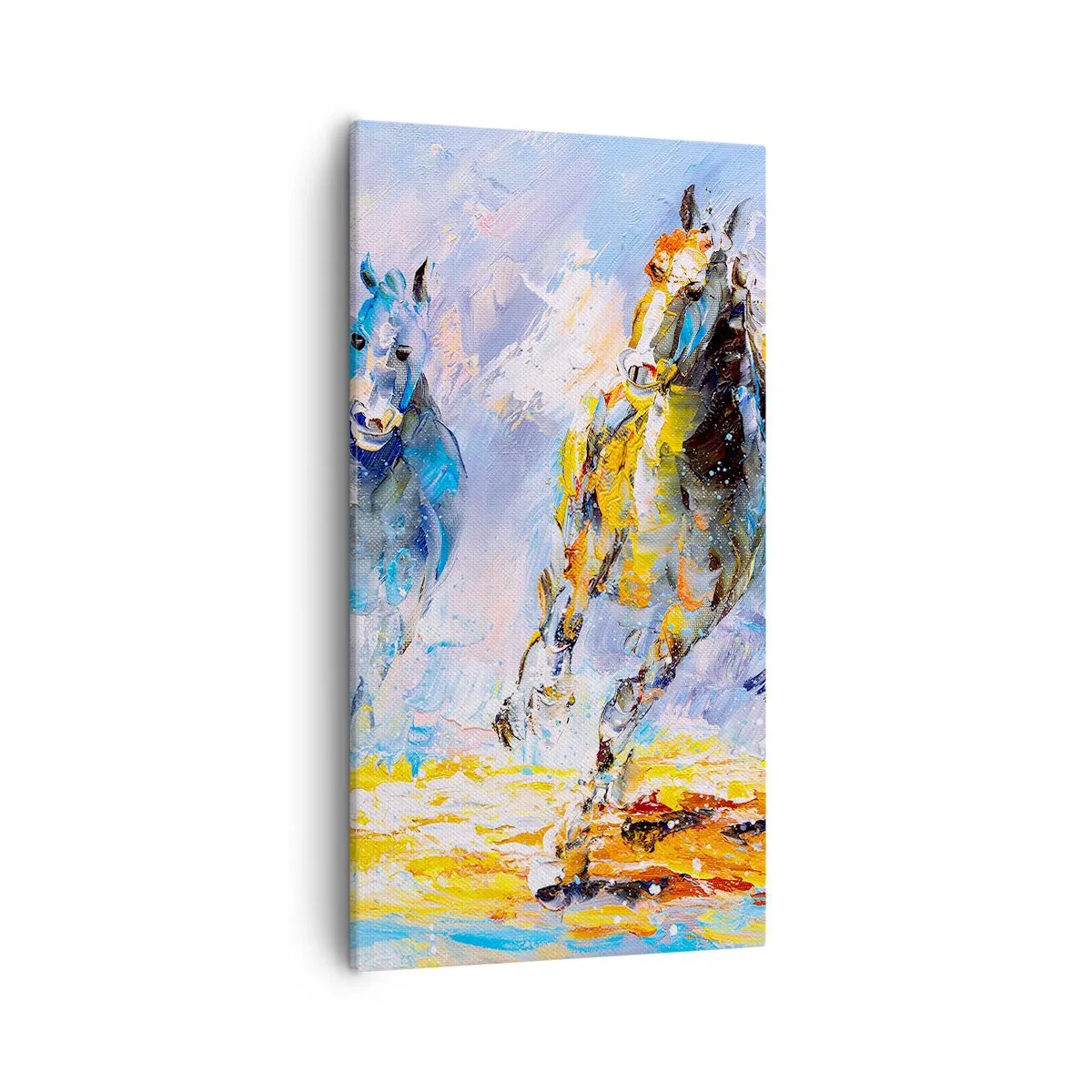 Lærredstryk - Billede på lærred - Galopperer gennem det blanke skær - 55x100 cm