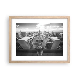 Plakat i ramme af lyst egetræ - Byen over byer - 40x30 cm