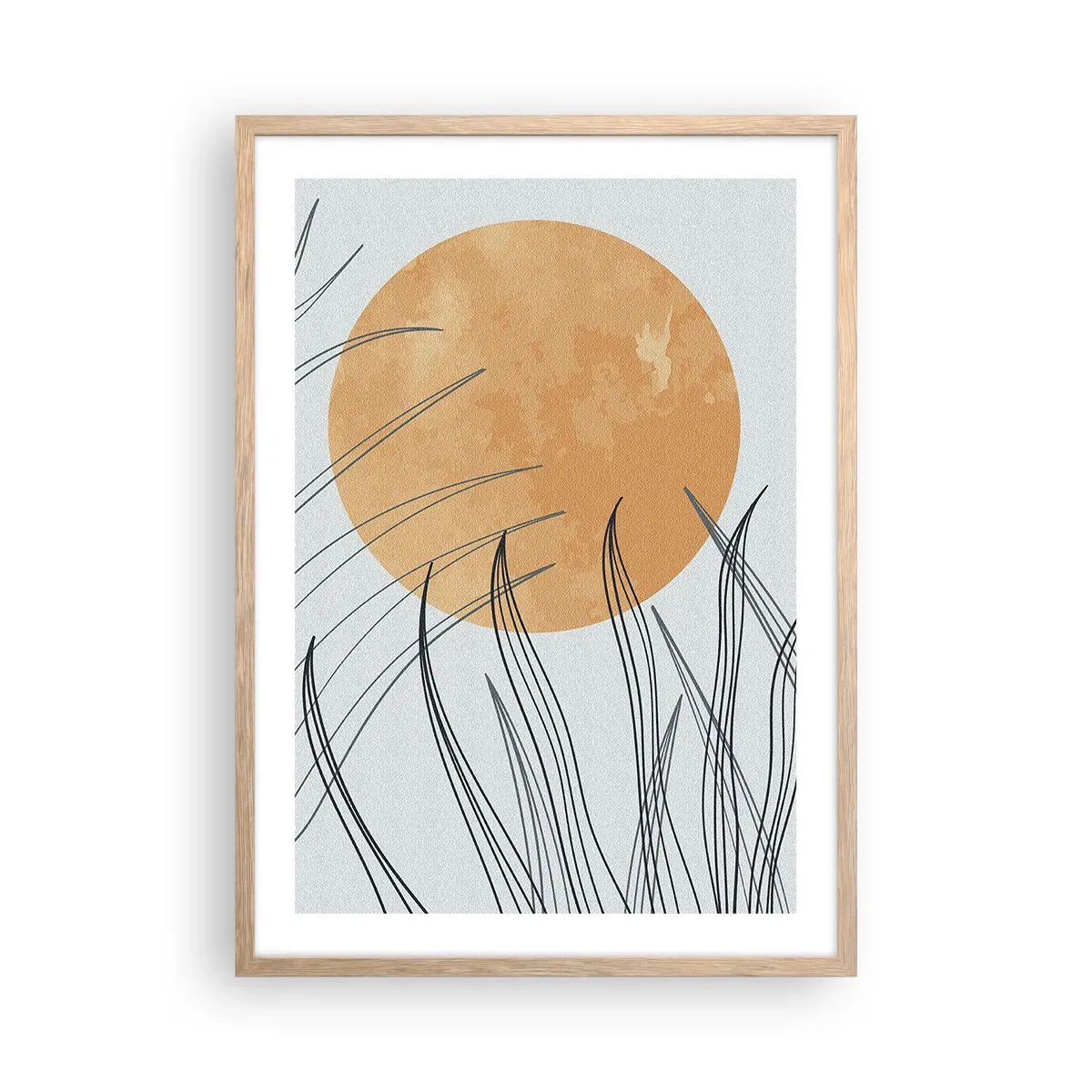 Plakat i ramme af lyst egetræ - Altid mod solen - 50x70 cm