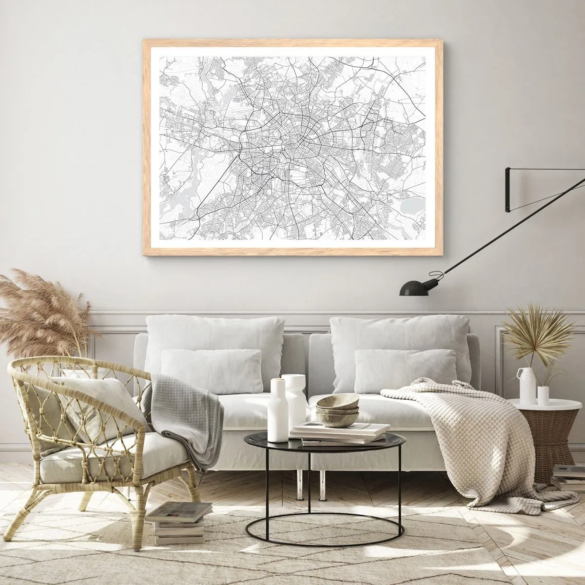 Plakat i ramme af lyst egetræ - Berlins blomst - 91x61 cm