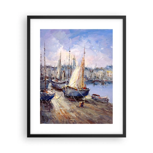 Plakat i sort ramme - By ved bugten - 40x50 cm