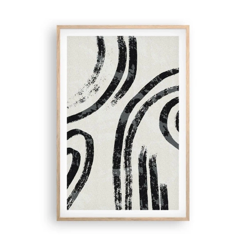 Plakat i ramme af lyst egetræ - Halvt stoppet - 61x91 cm