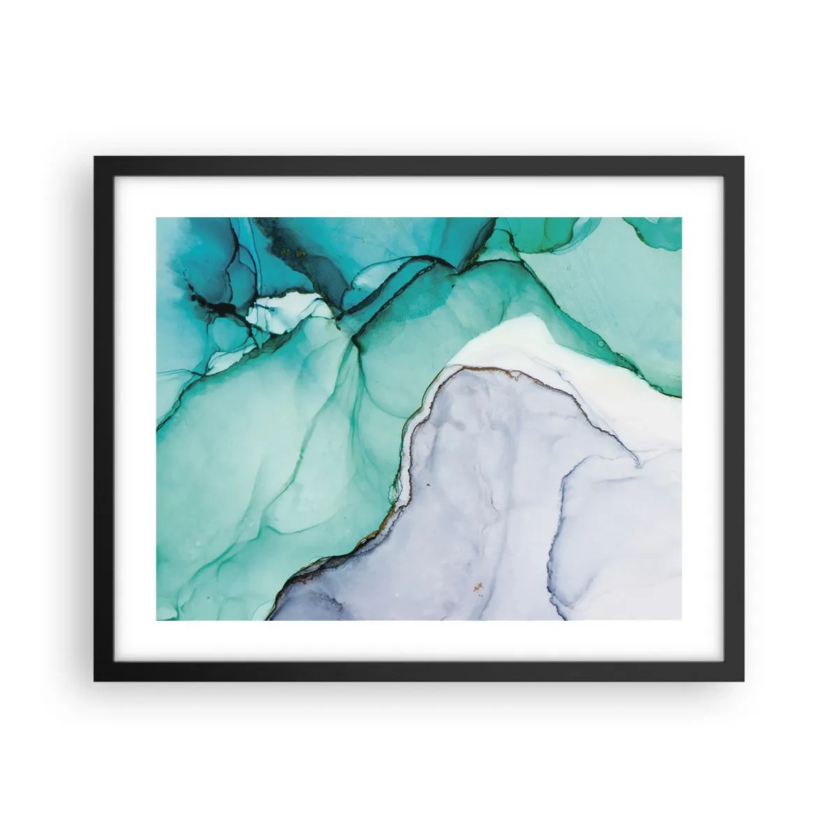 Plakat i sort ramme - Undersøgelse i turkis - 50x40 cm