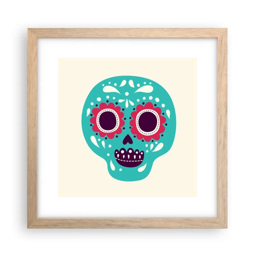 Plakat i ramme af lyst egetræ - Livet - sjovt indtil døden - 30x30 cm