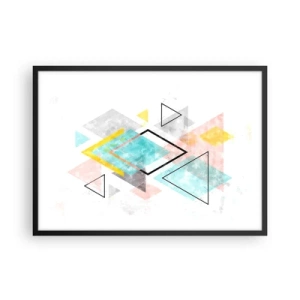 Plakat i sort ramme - Geometrisk leg - 70x50 cm
