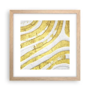 Plakat i ramme af lyst egetræ - Sammensætning i hvidt og guld - 30x30 cm