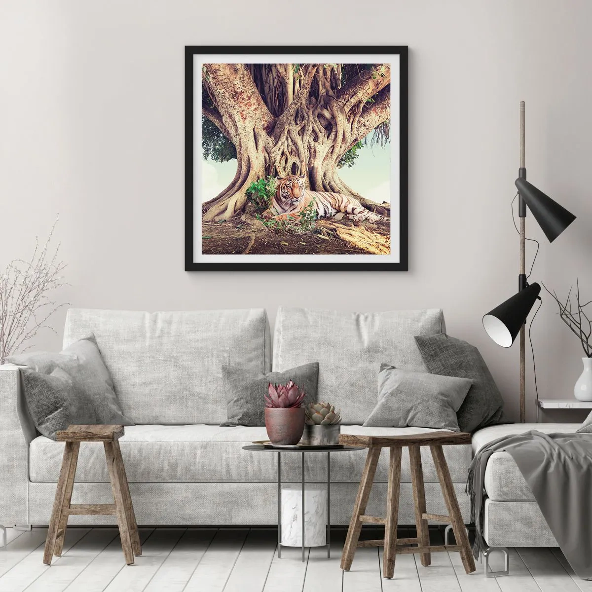 Plakat i sort ramme - Udsigt fra Første Mosebog - 60x60 cm