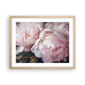 Plakat i ramme af lyst egetræ - Fastlåst i blomstring - 50x40 cm