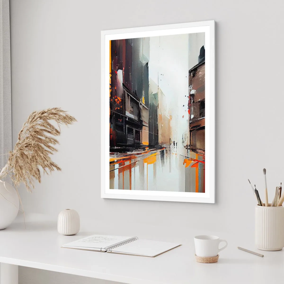 Plakat i hvid ramme - Regnfuld dag - 40x50 cm