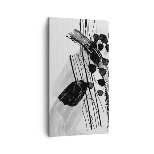 Lærredstryk - Billede på lærred - Sort og hvid organisk abstraktion - 45x80 cm