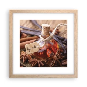 Plakat i ramme af lyst egetræ - På vej mod enhed af krop og ånd - 30x30 cm