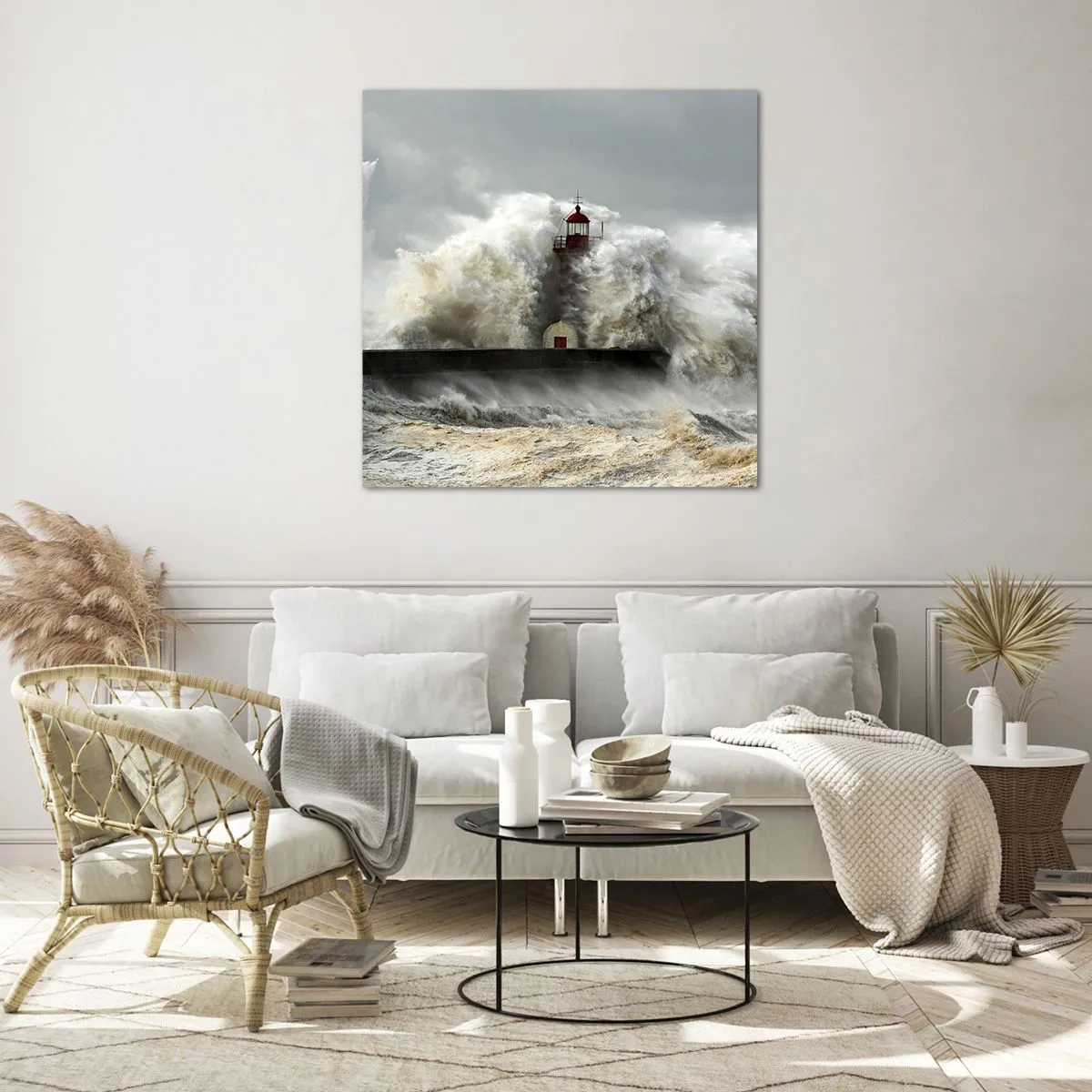 Billede på glas - Havets vrede - 60x60 cm