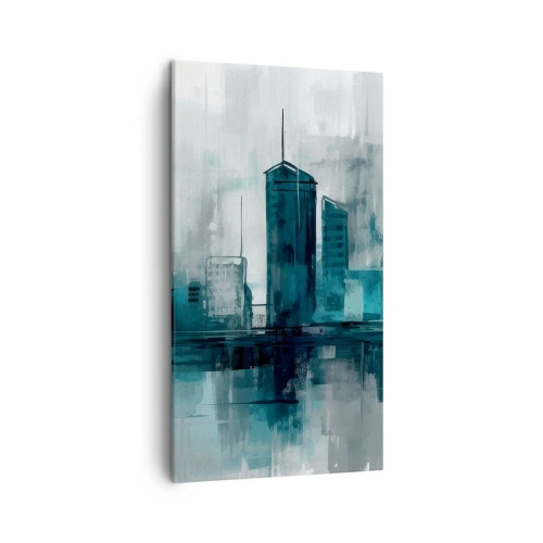 Lærredstryk - Billede på lærred - Regnfarvet by - 45x80 cm