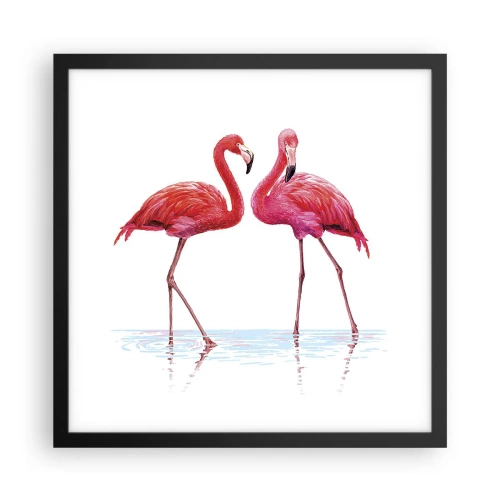 Plakat i sort ramme - Lyserødt randez-vous - 40x40 cm