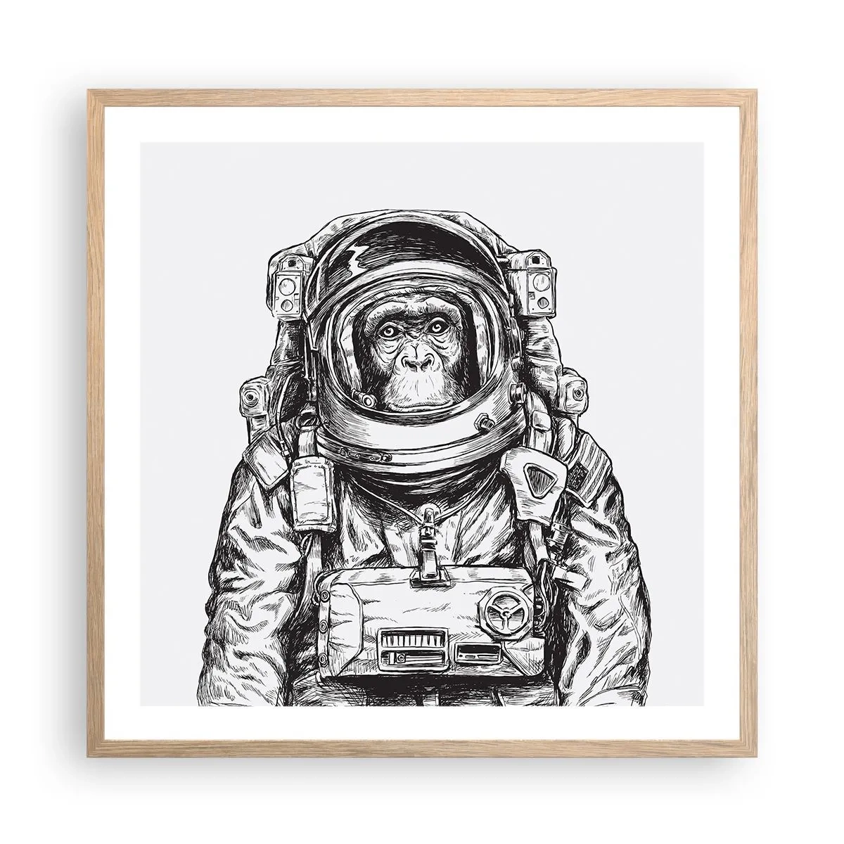 Plakat i ramme af lyst egetræ - Alternativ evolution - 60x60 cm