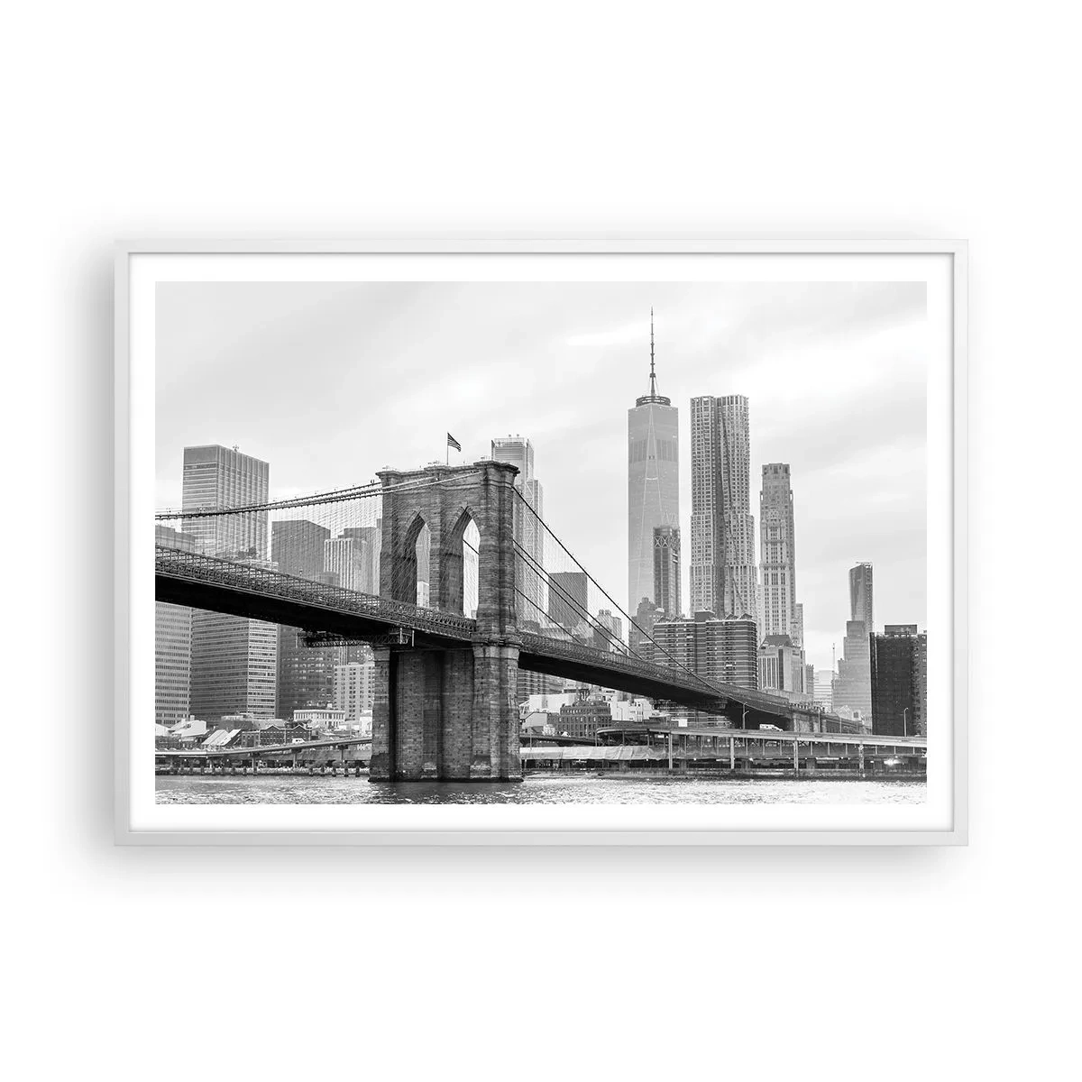 Plakat i hvid ramme - New York stemning - 100x70 cm