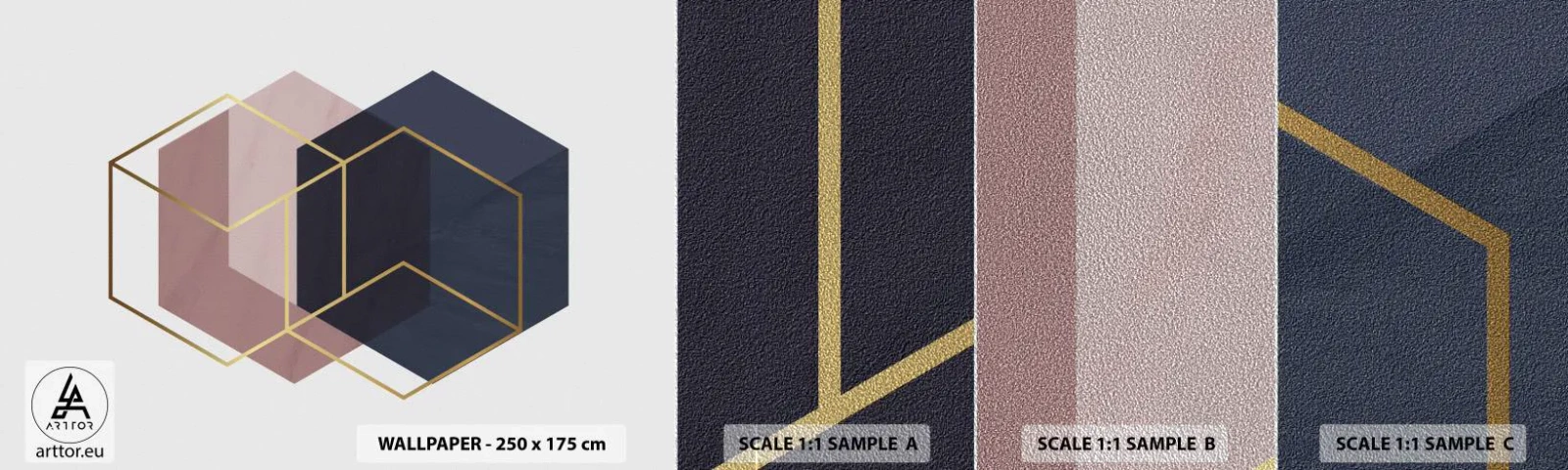 Prøve Fototapet Premium Sand - Styrken ved enkelhed - Abstraktion, Stykke, Hexagen - 100x30 cm