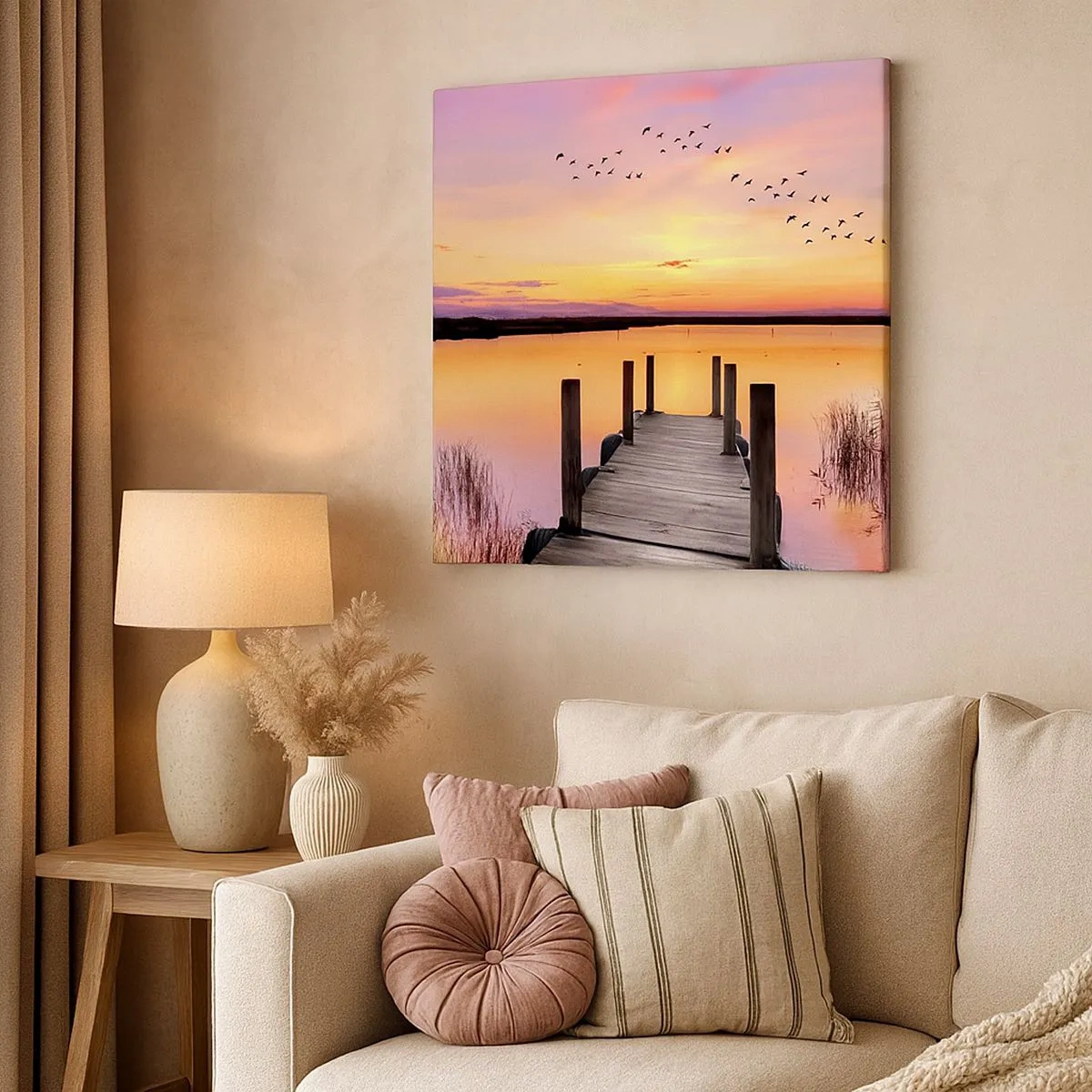 Lærredstryk - Billede på lærred - Violet stille daggry - 30x30 cm