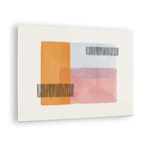 Billede på glas - Abstrakte rektangler med linjer i minimalistisk stil - 70x50cm - Fra hjørne til hjørne - Moderne vægdekoration til stue og soveværelse ARTTOR