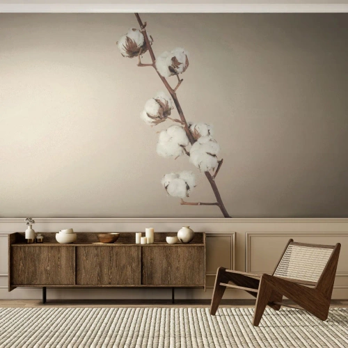 Fototapet Premium Sand - Ved kilden til blødhed - Bomuldsblomst, Natur, Bomuld - 100x70 cm