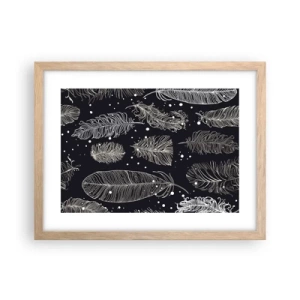 Plakat i ramme af lyst egetræ - Fjerede blonder - 40x30 cm