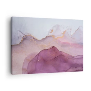 Lærredstryk - Billede på lærred - En abstrakt komposition i nuancer af lilla og guld. - 70x50cm - Lilla og violette bølger - Moderne vægdekoration til stue og soveværelse ARTTOR