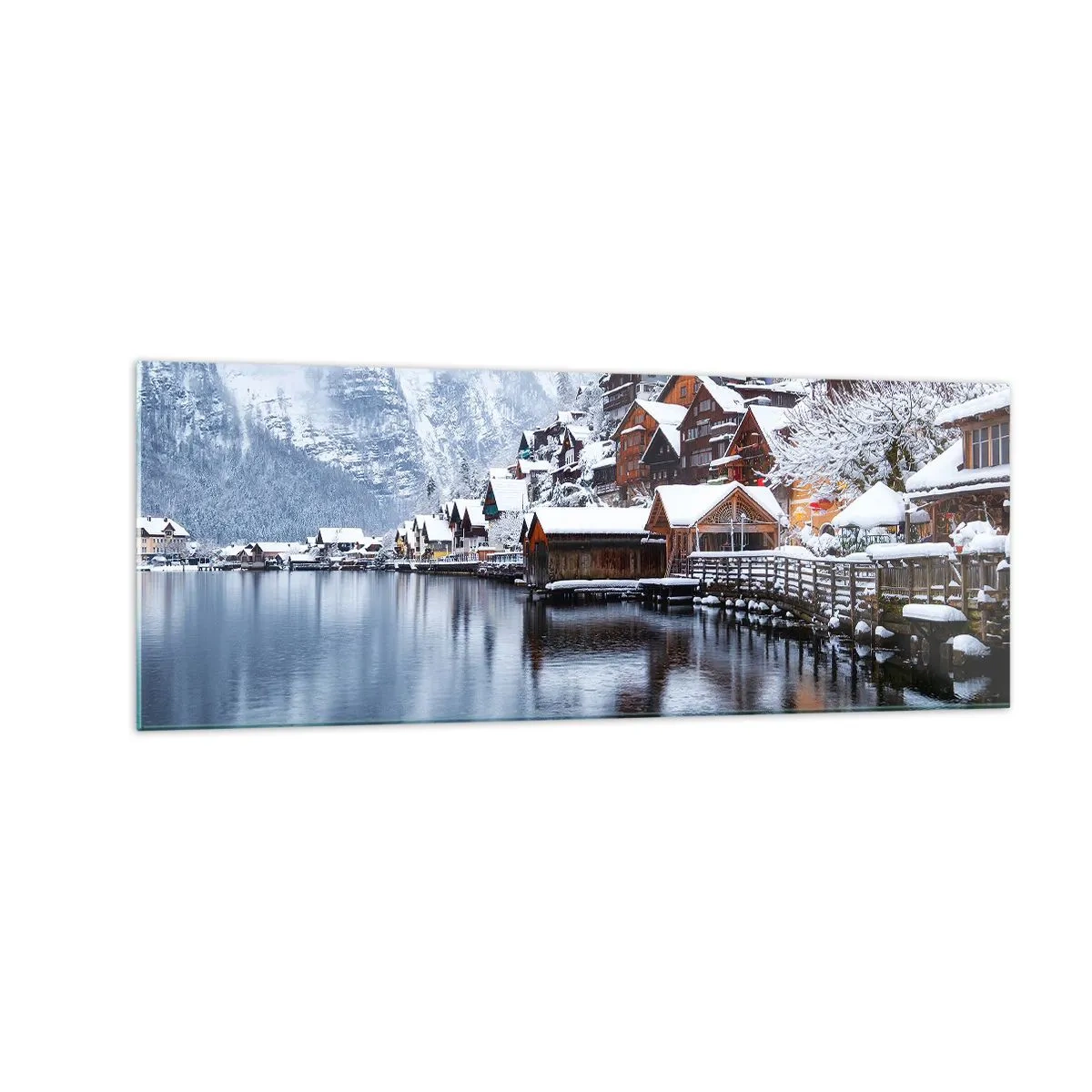 Billede på glas - I en vinterdekoration - 140x50 cm
