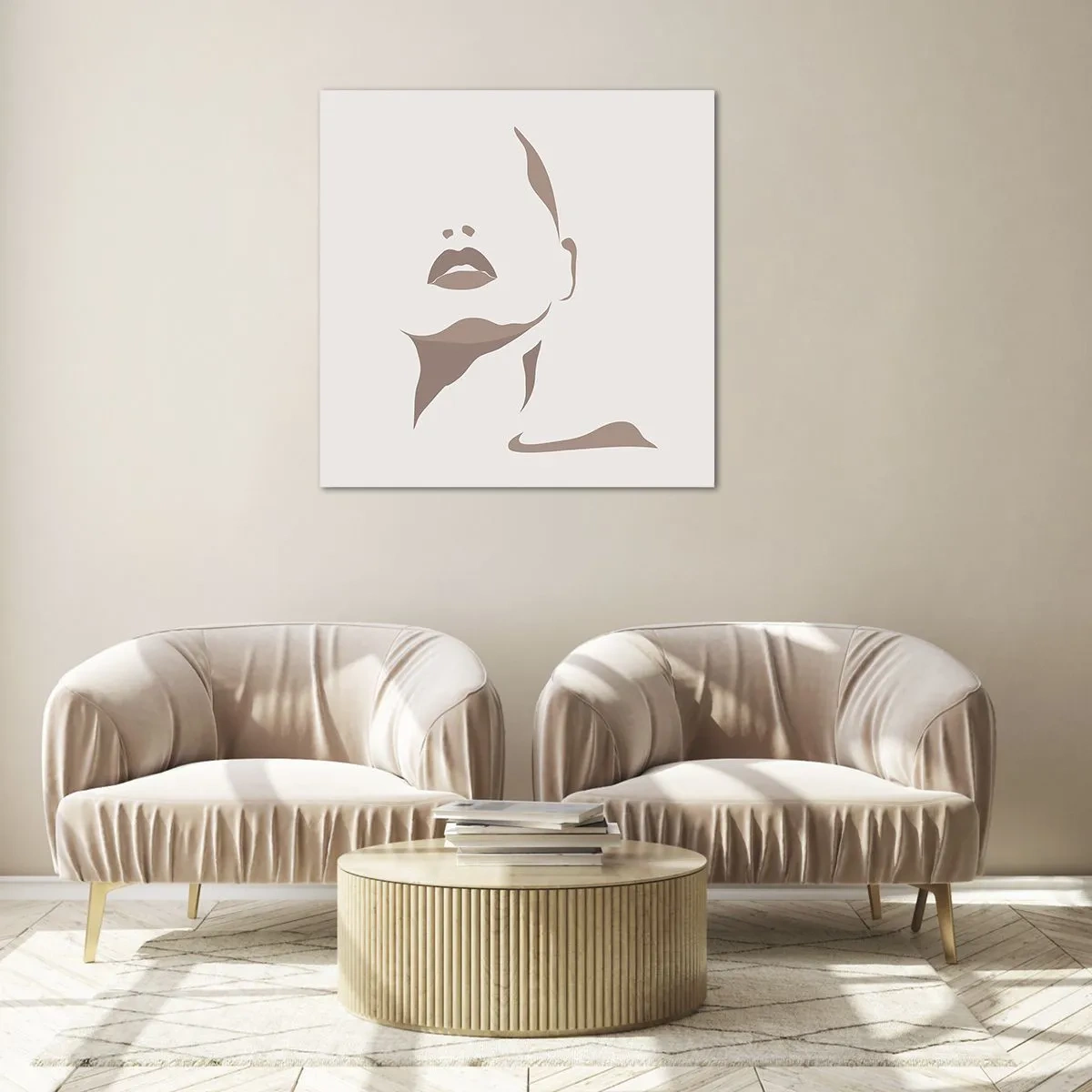 Billede på glas - Skabt af lys og skygge - 70x70 cm