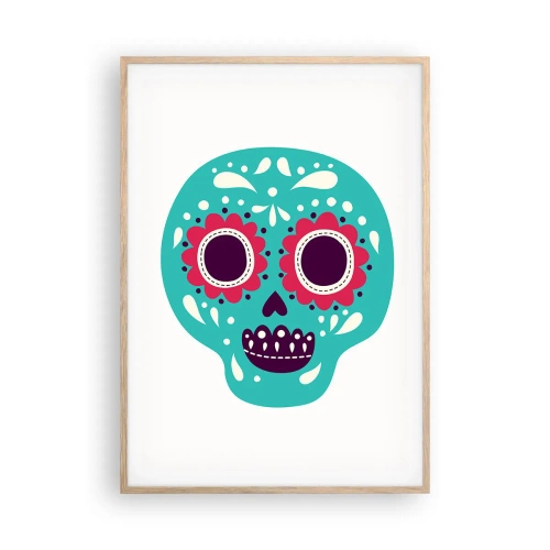 Plakat i ramme af lyst egetræ - Livet - sjovt indtil døden - 70x100 cm