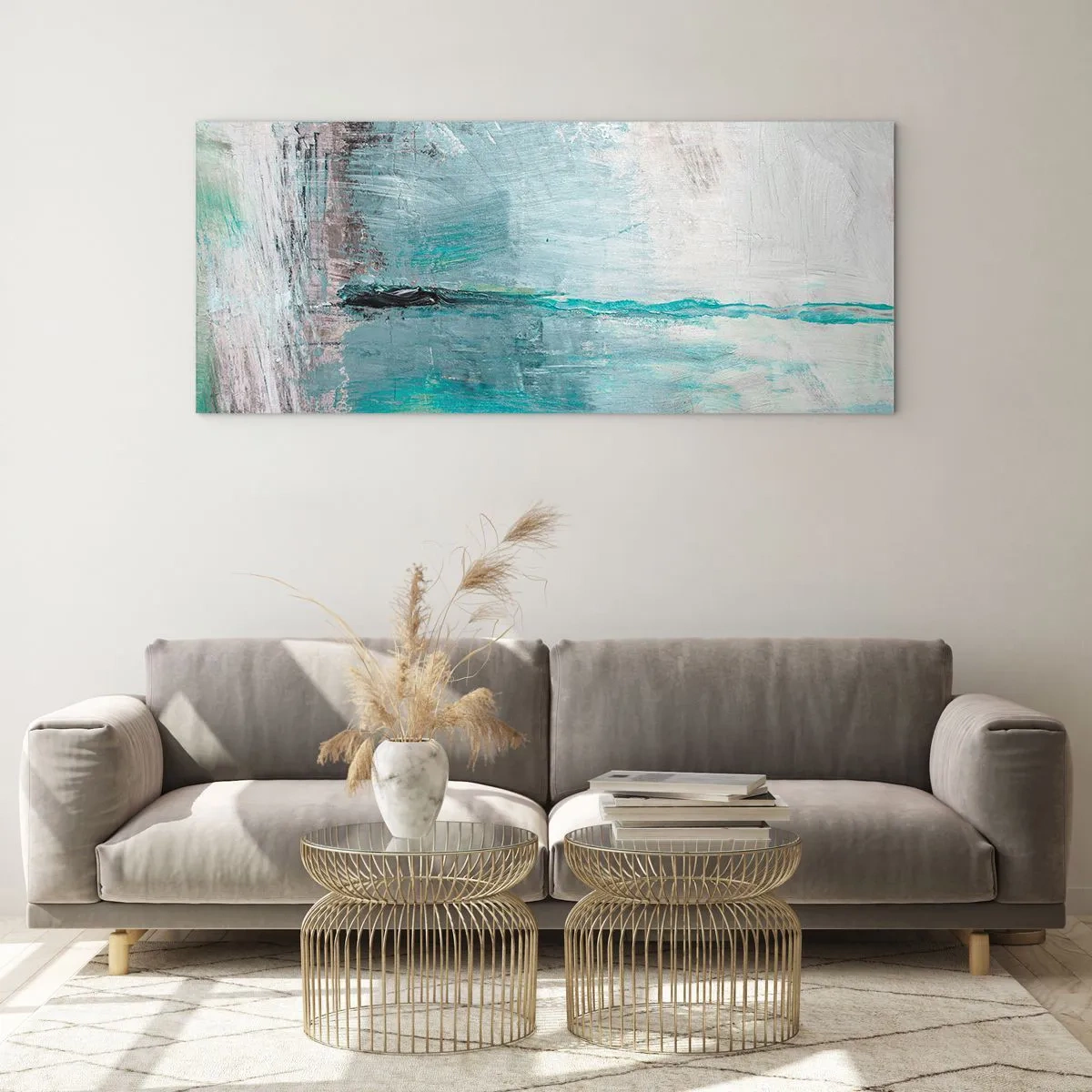 Billede på glas - Horisontalt med blå farve - 90x30 cm