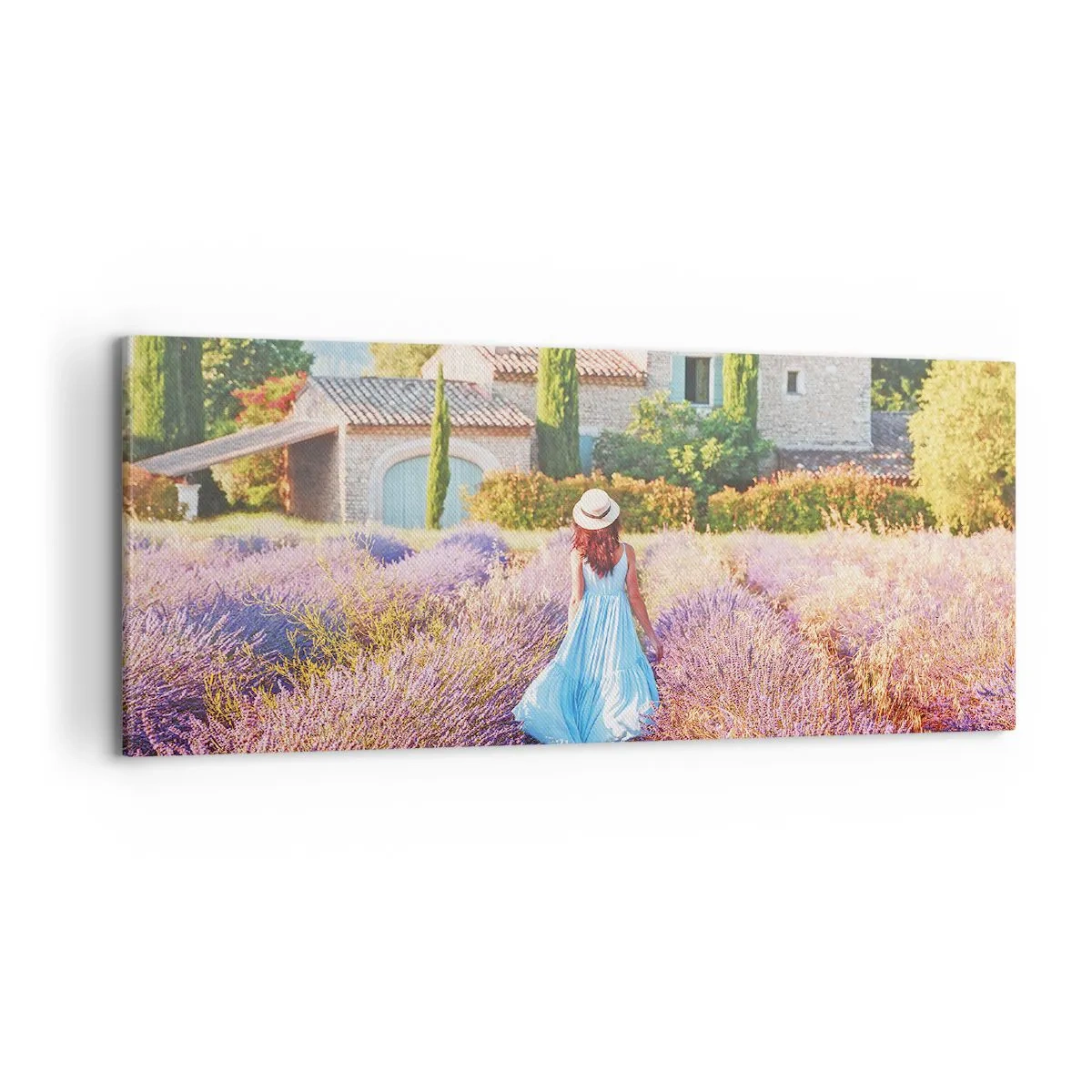 Lærredstryk - Billede på lærred - Lavendel pige - 100x40 cm