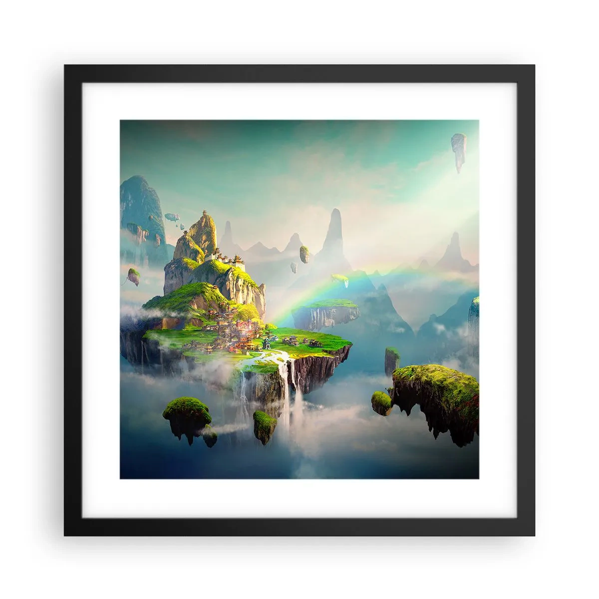 Plakat i sort ramme - Midden - lykkelige øer - 40x40 cm