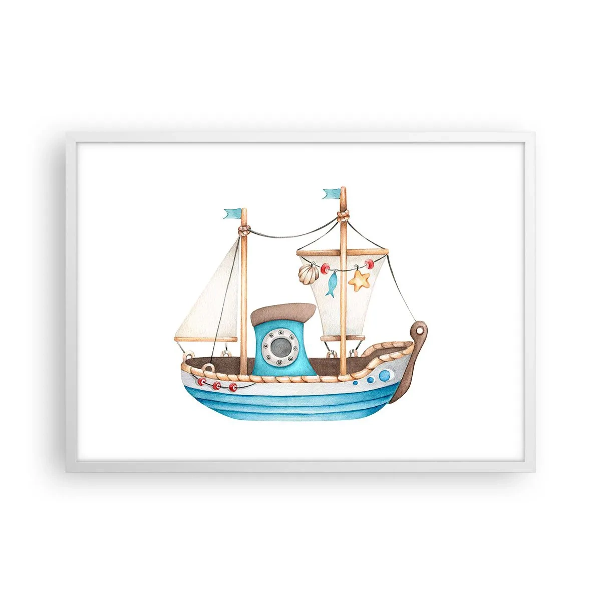 Plakat i hvid ramme - Ohøj, eventyr! - 70x50 cm