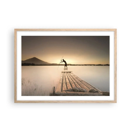 Plakat i ramme af lyst egetræ - Før du hviler - 70x50 cm