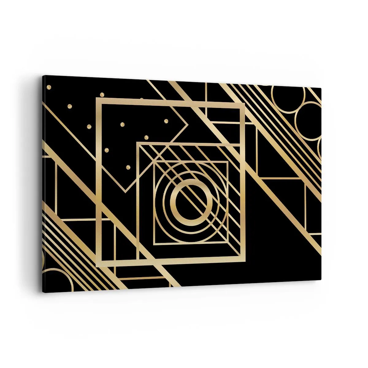 Lærredstryk - Billede på lærred - Gylden geometri - 120x80 cm