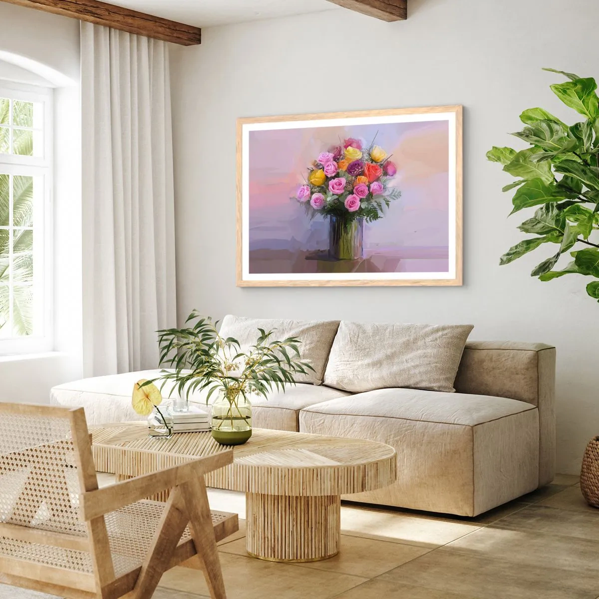 Plakat i ramme af lyst egetræ - Bevaret skønhed - 40x30 cm