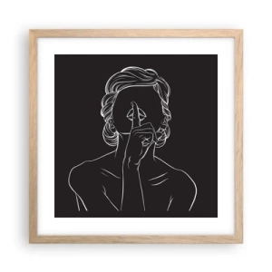 Plakat i ramme af lyst egetræ - Skønhed blomstrer i stilhed - 40x40 cm